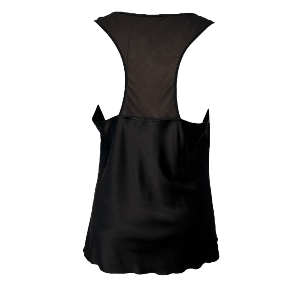 CLUB MONACO Silk Black racer style Tank Top shell pleats semi-sheer size Large - Picture 5 of 9
